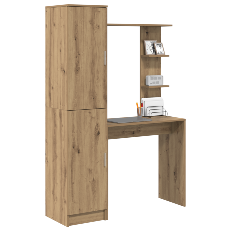 vidaXL Bureau met Opbergruimte in Artisan Eiken Hout afbeelding3 - 1