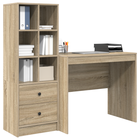 vidaXL Bureau met Opbergruimte in Sonoma Eiken Geengineerd Hout afbeelding3 - 1