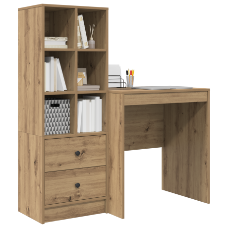 vidaXL Bureau met Opbergruimte van Artisan Eiken Hout afbeelding3 - 1
