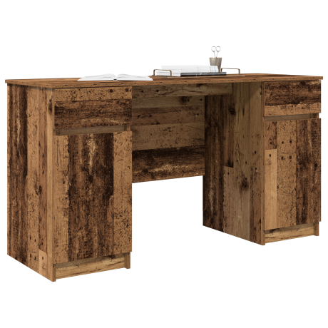 vidaXL Bureau met lade Oud hout 140 x 49 x 76 cm Bewerkt hout afbeelding3 - 1