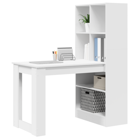 vidaXL Bureau Wit 122 x 67 x 145 cm Geengineerd hout en Spaanplaat afbeelding3 - 1