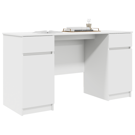 vidaXL Bureau Wit 140x49x76 cm Gewerkt Hout afbeelding3 - 1
