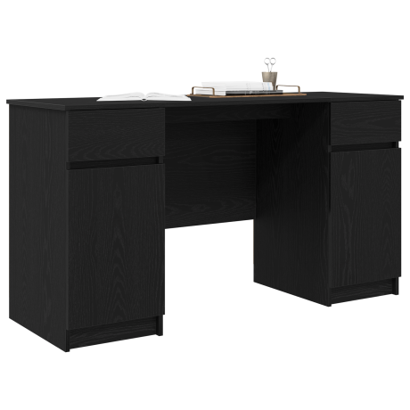 vidaXL Bureau Zwart Eiken 140x49x76 cm afbeelding3 - 1