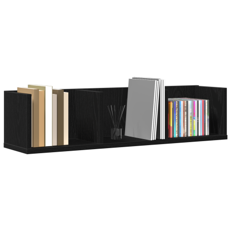 vidaXL CD Wandrek Zwart Eiken 75x18x18 cm Behandeld Hout afbeelding3 - 1