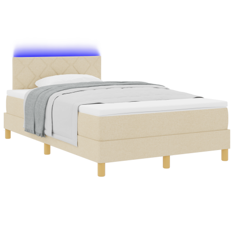 vidaXL Crème Box Spring Bed met Matras & LED Verlichting 120x200 cm Stof afbeelding3 - 1