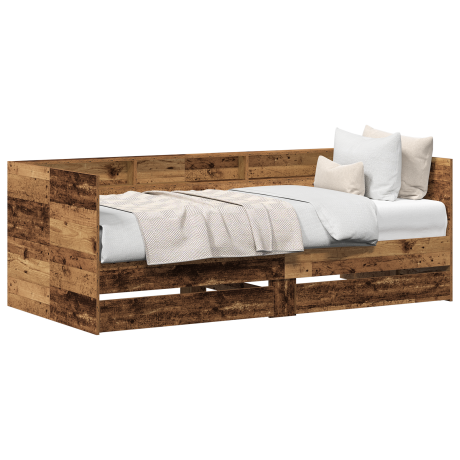 vidaXL Dagbed met hoofdeinde Oud Hout 90 x 200 cm Bewerkt hout afbeelding3 - 1