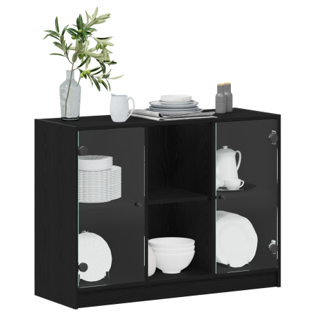 vidaXL Dressoir Zwart Eiken 100 x 37 x 75.5 cm afbeelding3 - 1