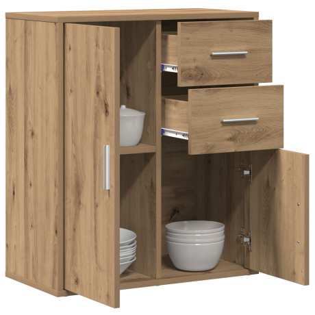 vidaXL Dressoir met lade Artisan Eiken 60 x 31 x 70 cm Bewerkt hout afbeelding3 - 1