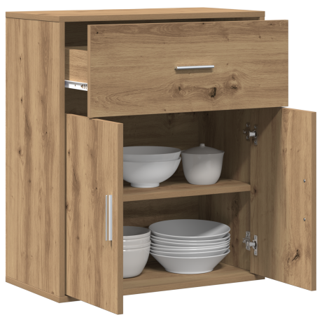 vidaXL Dressoir met lade Artisan Eiken 60 x 31 x 70 cm Bewerkt hout afbeelding3 - 1