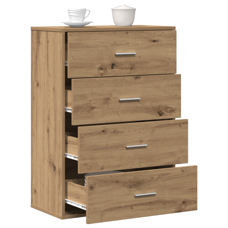 vidaXL Dressoir met lade Artisan Eiken 60 x 31 x 84 cm Bewerkt hout afbeelding3 - 1