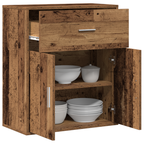 vidaXL Dressoir met lade Oudhout 60 x 31 x 70 cm Bewerkt hout afbeelding3 - 1