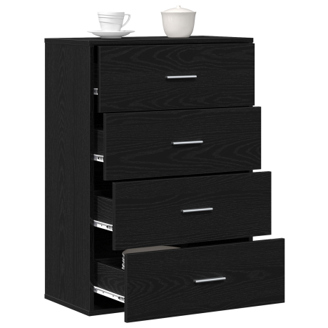 vidaXL Dressoir met lade Zwart Eiken 60 x 31 x 84 cm Bewerkt hout afbeelding3 - 1