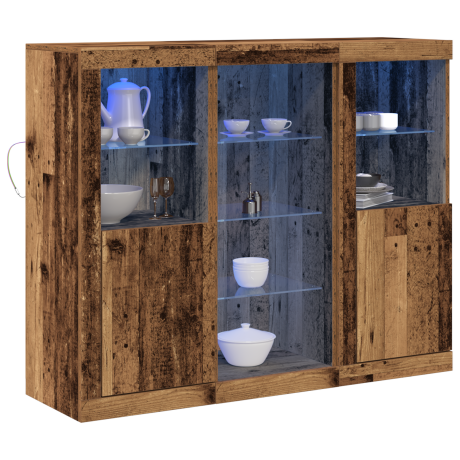 vidaXL LED Sideboard Oudhout 123 x 37 x 100 cm Bewerkt hout afbeelding3 - 1
