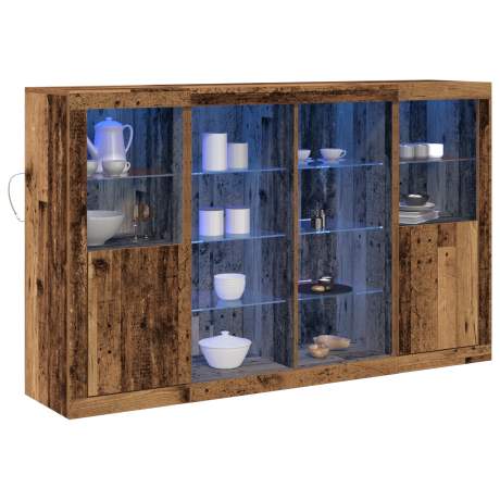 vidaXL LED Sideboard Oudhout 163 x 37 x 100 cm Bewerkt hout afbeelding3 - 1