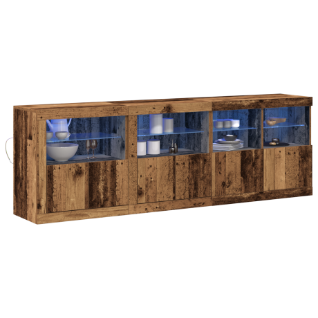 vidaXL LED Sideboard Oudhout 202 x 37 x 67 cm Bewerkt hout afbeelding3 - 1