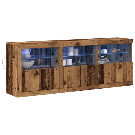 vidaXL LED Sideboard Oud Hout 181 x 37 x 67 cm Bewerkt hout afbeelding3 - 1