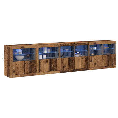 vidaXL Dressoir met LED Lichten Oude Hout 283x37x67 cm Engineered Wood afbeelding3 - 1