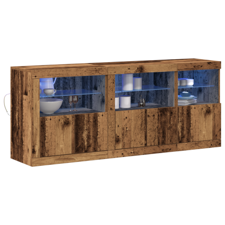 vidaXL LED Sideboard Oudhout 162 x 37 x 67 cm Bewerkt hout afbeelding3 - 1