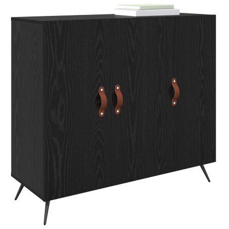 vidaXL Dressoir Zwart Eiken 89,5 x 34 x 80 cm Bewerkt hout afbeelding3 - 1