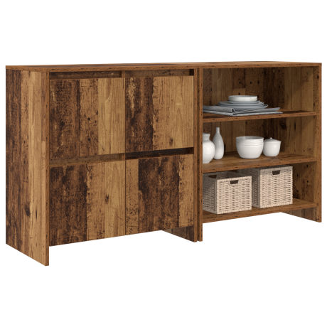 vidaXL Dressoir met plank 2 pcs Oud hout 70 x 41 x 75 cm Bewerkt hout afbeelding3 - 1