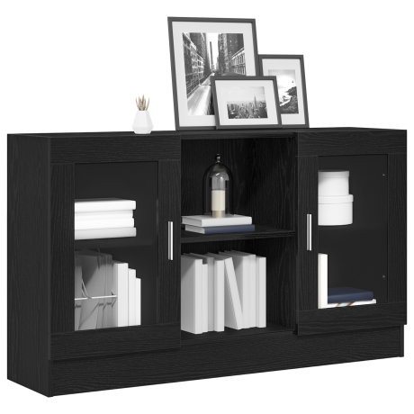 vidaXL Dressoir Zwart Eiken 120x30,5x70 cm Gemaakt van Engineered Hout afbeelding3 - 1