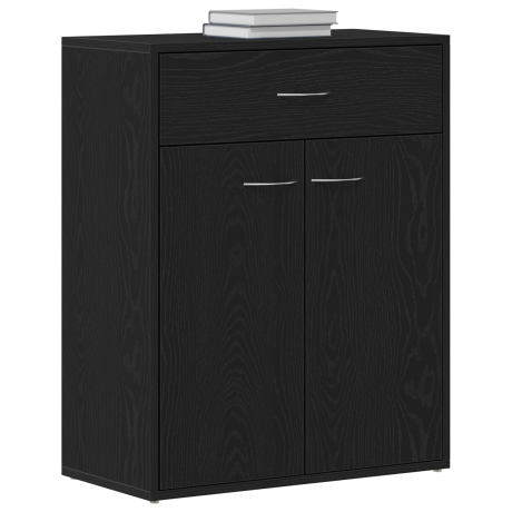 vidaXL Dressoir met lade Zwart Eiken 60 x 30 x 75 cm Bewerkt hout afbeelding3 - 1