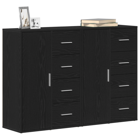 vidaXL Dressoirs 2 st 60x31x84 cm bewerkt hout zwart eikenkleurig afbeelding3 - 1