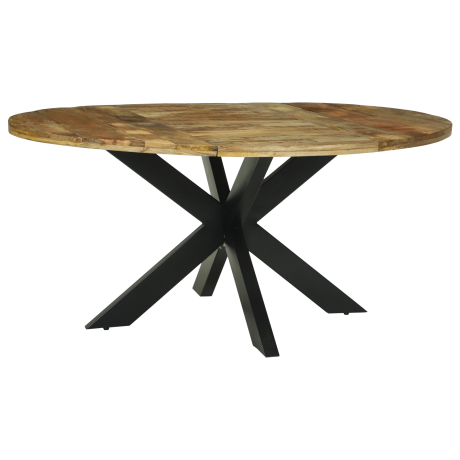 vidaXL Eettafel Rond Ø160x76 cm Massief Hout Ruige Mango afbeelding3 - 1