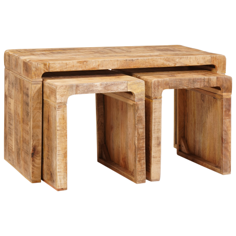 vidaXL Eindtafels 3 pcs Bruin massief mangohout afbeelding3 - 1