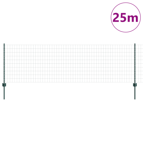 vidaXL Euro Tuinhek met 11 U-Palen Groen 0,8x25 m Staal afbeelding3 - 1