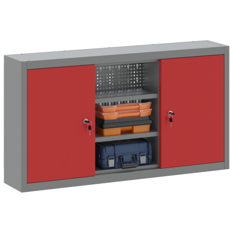 vidaXL Gereedschapskast wandmontage pegboard 100x20x55 cm staal rood afbeelding3 - 1