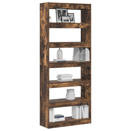 vidaXL Boekenkast Gerookt eiken 80 x 30 x 198 cm Bewerkt hout afbeelding3 - 1