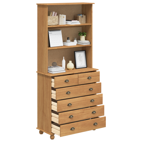 vidaXL Hangkast 'ASKIM'Honingbruin 91x40x199,5 cm Massief Hout afbeelding3 - 1
