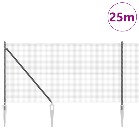 vidaXL Hekpaal Set Set van 2 Grijs Metaal en kunststof 25 x 1 m afbeelding3 - 1
