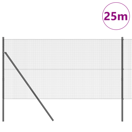 vidaXL Hekpost Set Set van 2 Grijs Metaal, Kunststof 25 x 1 m Stevig afbeelding3 - 1