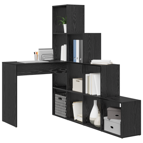 vidaXL Hoekbureau met plank met opslag Zwart eiken 101,5 x 149,5 x 149,5 cm afbeelding3 - 1