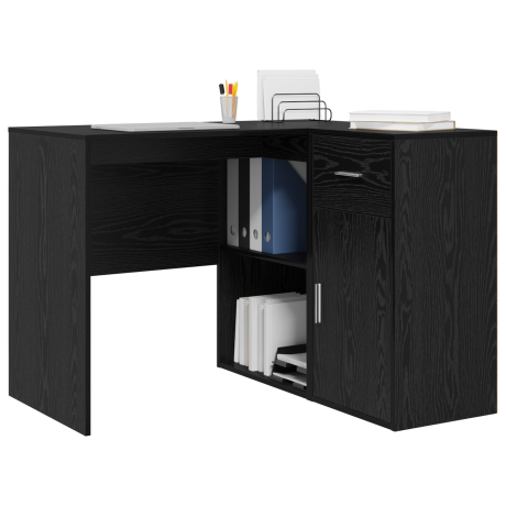 vidaXL Hoekbureau Zwart Eiken 102x88x75 cm Gelaagd Hout afbeelding3 - 1