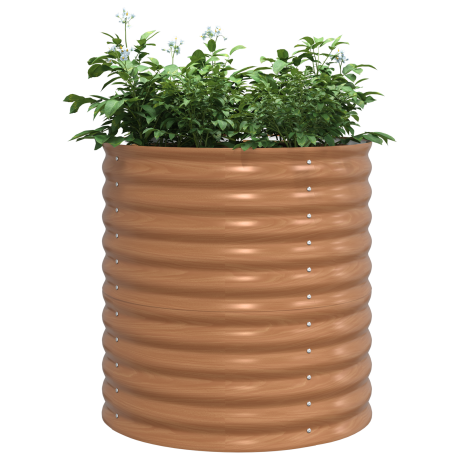 vidaXL Hoge Tuinbed Bruin met Houtlook 80x80x81 cm Staal afbeelding3 - 1