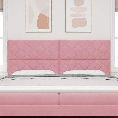 vidaXL Hoofdbord in roze velours met diamantblok ontwerp, 200 cm afbeelding3 - 1