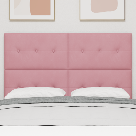 vidaXL Hoofdbord Knop Tufted Roze 160 cm Fluweel afbeelding3 - 1