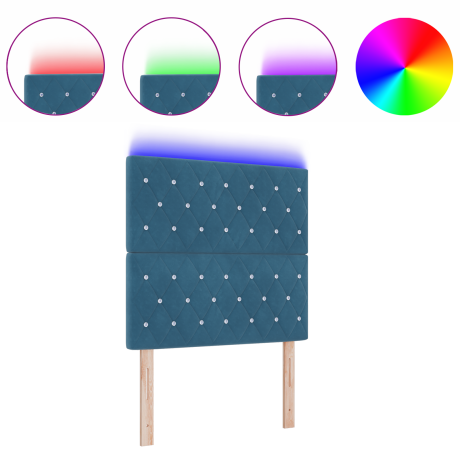 vidaXL Hoofdbord LED 100 cm fluweel donkerblauw afbeelding3 - 1