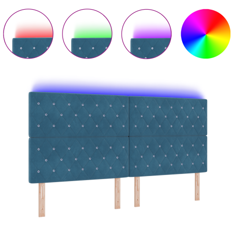 vidaXL Hoofdbord LED 100 cm fluweel donkerblauw afbeelding3 - 1