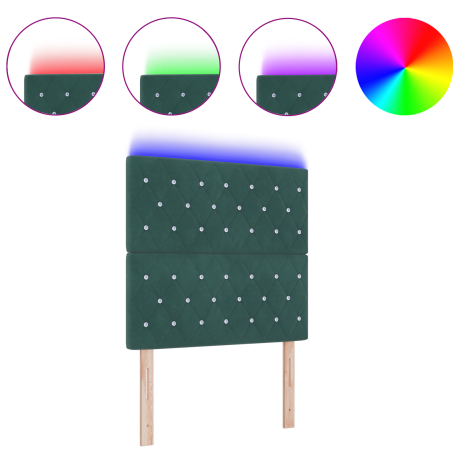 vidaXL Hoofdbord LED 100 cm fluweel donkergroen afbeelding3 - 1