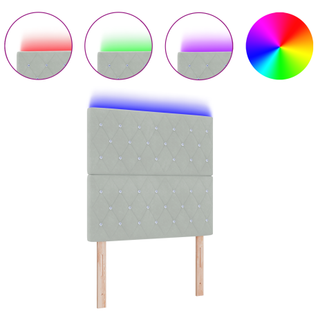 vidaXL LED Hoofdbord met hoofdeinde Lichtgrijs 100 cm Fluweel afbeelding3 - 1