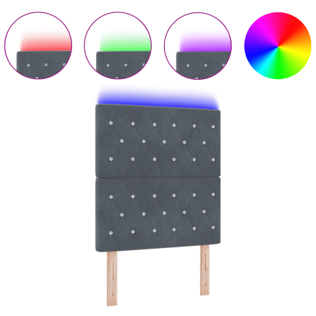 vidaXL LED Hoofdbord met hoofdeinde Donkergrijs 80 cm Fluweel afbeelding3 - 1