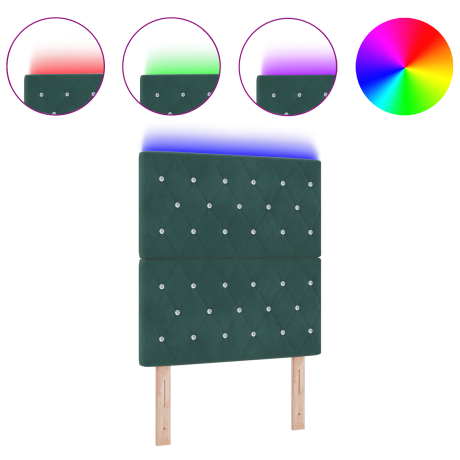 vidaXL Hoofdbord LED 80 cm fluweel donkergroen afbeelding3 - 1