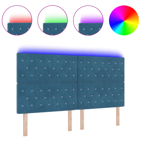 vidaXL Hoofdbord LED 90 cm fluweel donkerblauw afbeelding3 - 1