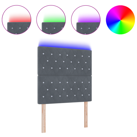 vidaXL LED Hoofdbord met hoofdeinde Donkergrijs 90 cm Fluweel afbeelding3 - 1