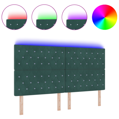 vidaXL Hoofdbord LED 90 cm fluweel donkergroen afbeelding3 - 1