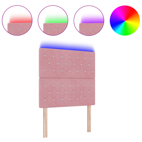 vidaXL Hoofdbord LED 90 cm fluweel roze afbeelding3 - 1